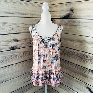 Jessica Simpson White Floral Tie Tank Small